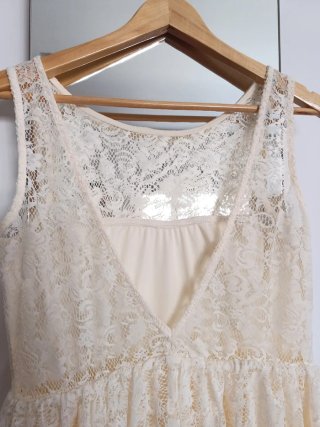 Vestido Sfera Beige Encaje Talla L