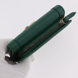 GUCCI Horsebit Compact Wallet Leather Green Gold