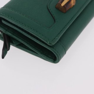 GUCCI Horsebit Compact Wallet Leather Green Gold