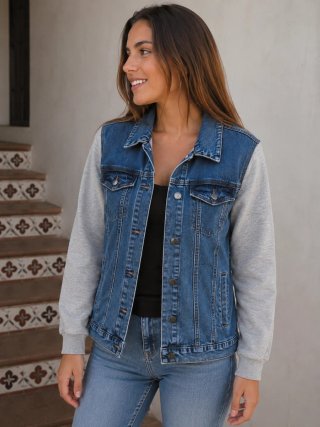 Chaqueta vaquera azul y gris