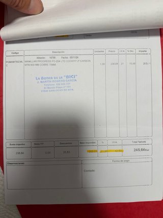 Manillar integrado Carbono Progress PG-234 LTD