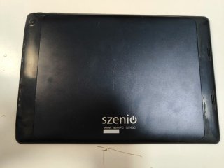 Tablet negra con pantalla multicolor