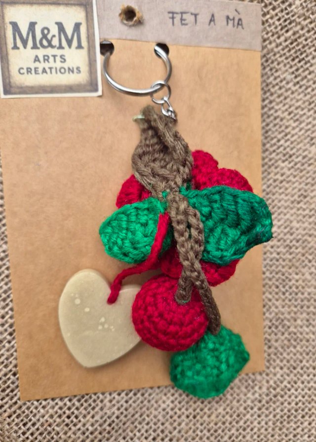 Llavero Rosa Roja Crochet