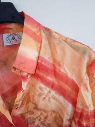 Camicia Vintage 90s Stampa Astratta Rosso Arancio