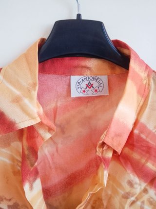 Camicia Vintage 90s Stampa Astratta Rosso Arancio