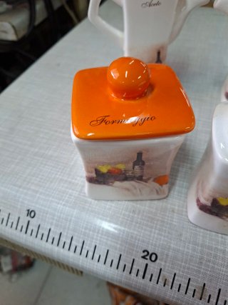 Set 5 pezzi ceramica vintage cucina