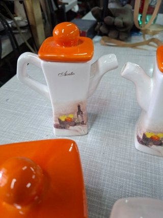 Set 5 pezzi ceramica vintage cucina