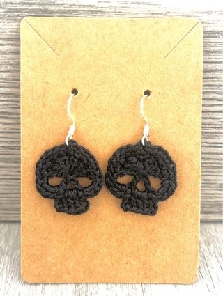 Pendientes Calavera Crochet Plata