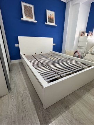 Cama Matrimonial Madera Blanca  Con