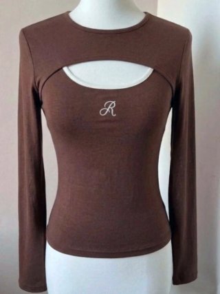 Maglia marrone con scollo rotondo