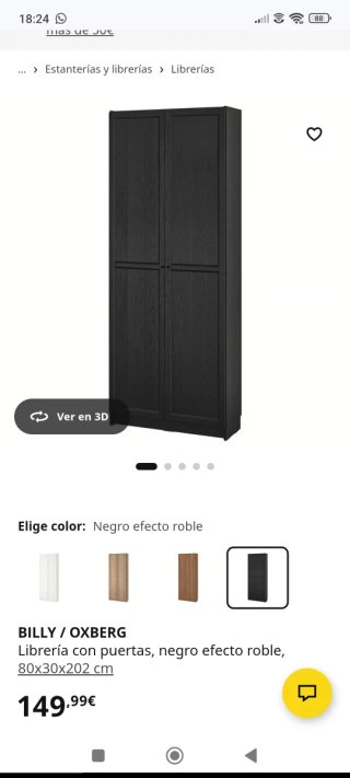 Billy/oxberg Librería/Armario Negro con Puertas