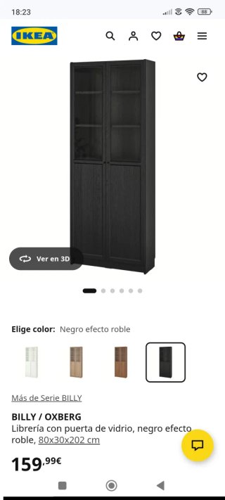 Billy/oxberg Librería/Armario Negro con Puertas