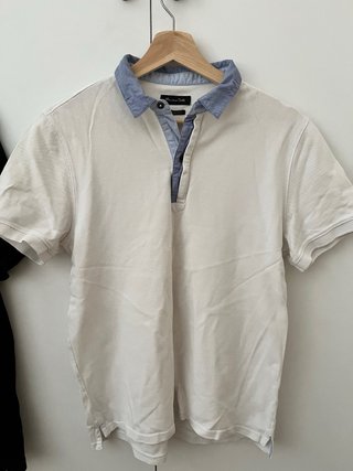 Camiseta polo Massimo Dutti Blanco y Azul