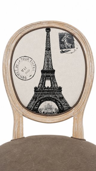 Sedia in stile Luigi XVI con stampa Torre Eiffel