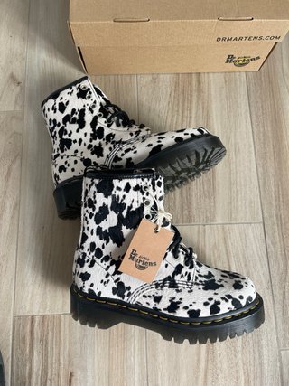Dr. Martens Stivali Muccati Neri Bianchi