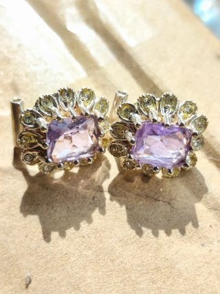 Pendientes piedra morada y plata