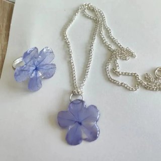 Set di gioielli con fiori naturali in resina