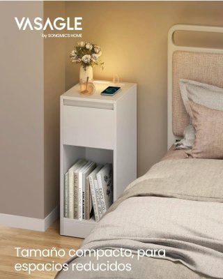 Mesita Noche Estrecha Blanca Set 2