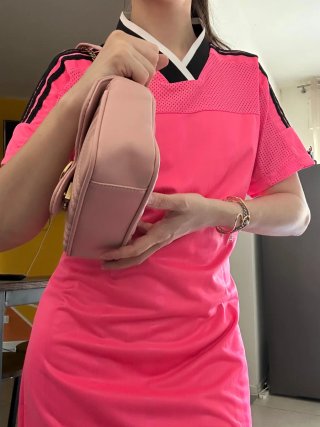Borsa rosa con cuore trapuntato