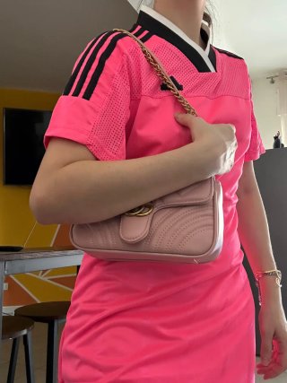 Borsa rosa con cuore trapuntato