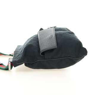 GUCCI Web Sherry Line Shoulder Bag Canvas Black