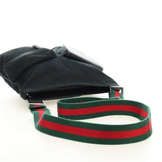 GUCCI Web Sherry Line Shoulder Bag Canvas Black