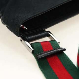 GUCCI Web Sherry Line Shoulder Bag Canvas Black