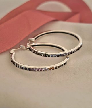 Pendientes Aro Plata Multicolor