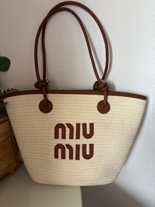 Bolso de rafia grande Mïu Mïu