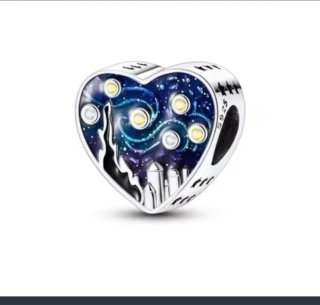 Abalorio plata 925 Corazón Noche Estrellada