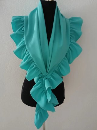 Mantoncillo Flamenca Volantes Turquesa