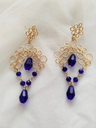 Pendientes flamenca o fiesta de alambre y cristal