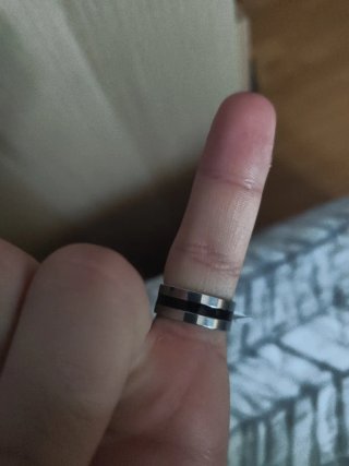 Anillo de acero inoxidable plateado y negro