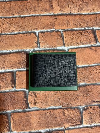 Cartera Lacoste Negra Piel Grabada