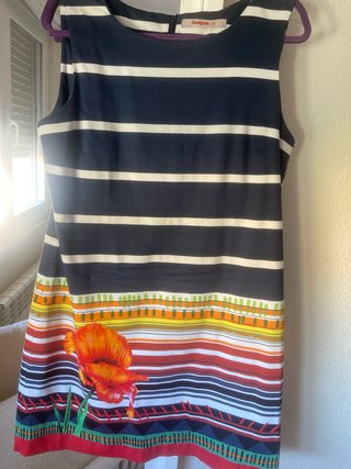 Vestido Desigual de rayas azul y blanco