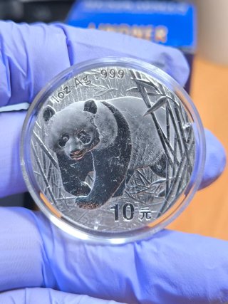 Moneda 1 Onza Plata Panda 2002
