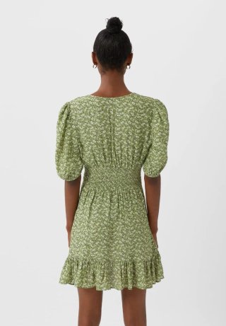 Vestido floral verde y blanco