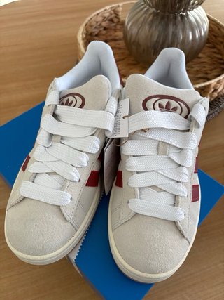 Adidas Campus Mujer Talla 38 Beige/Rojo