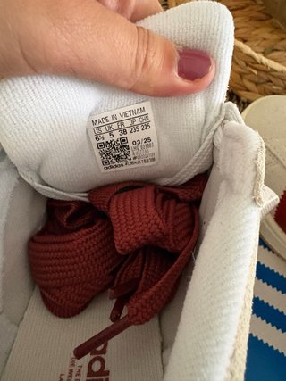 Adidas Campus Mujer Talla 38 Beige/Rojo