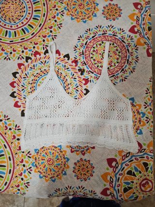 Top tirantes crochet blanco talla única