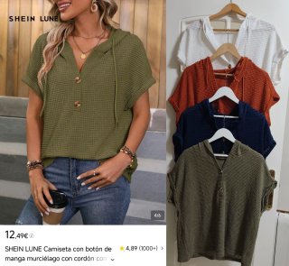 SHEIN LUNE Camiseta Blanca Estampado Ojos Flores