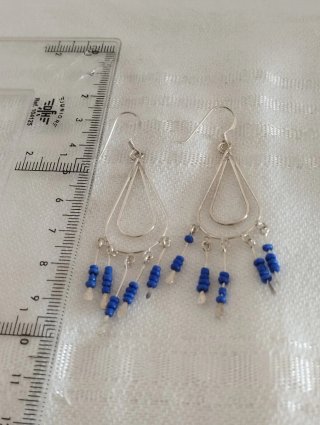 Pendientes Plata Ley y cuentas de lapislázuli