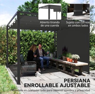 Pérgola de jardín metálica y tela