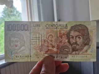 Banconota 100.000 Lire Italia Caravaggio