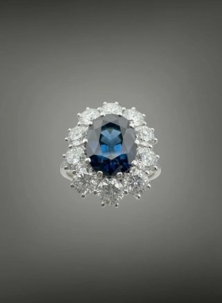 Anello oro bianco 18 kt zaffiro