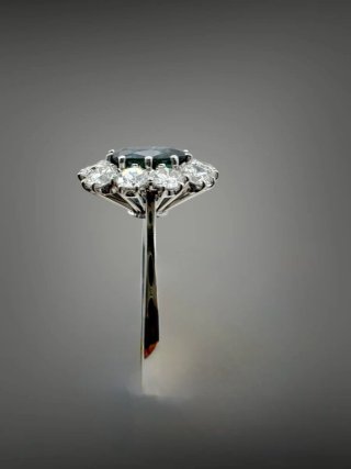 Anello oro bianco 18 kt zaffiro