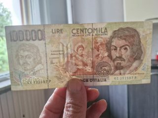 Banconota 100.000 Lire Italia Caravaggio