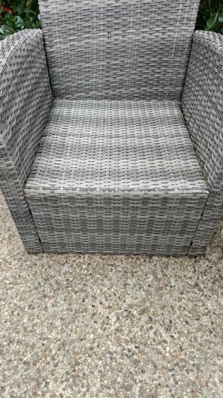 Sofá de jardín ratán gris y beige