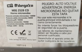 Microondas Orbegozo Cromado