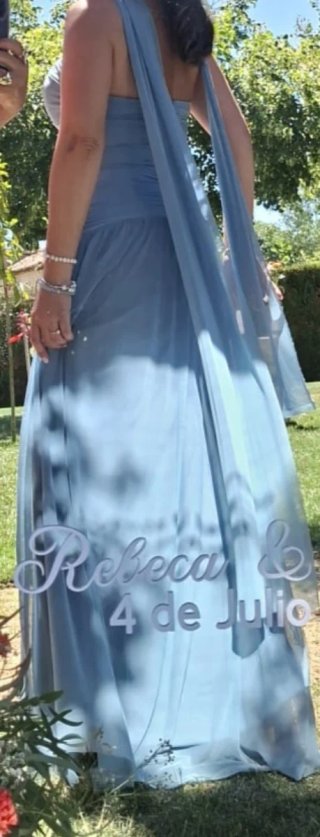 Vestido largo azul para invitada de boda